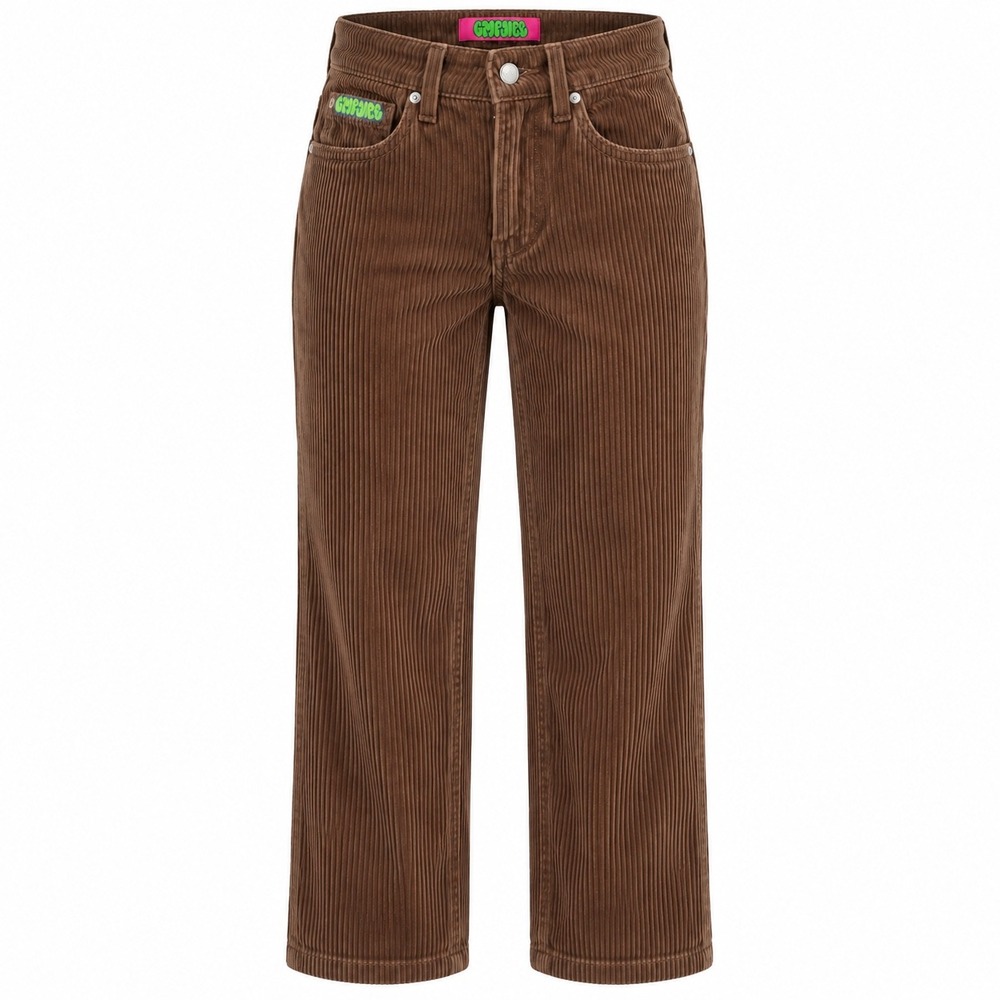 Empyre Tori Corduroy Pants Women 2 Brown Straight Leg Skate Streetwear Cotton